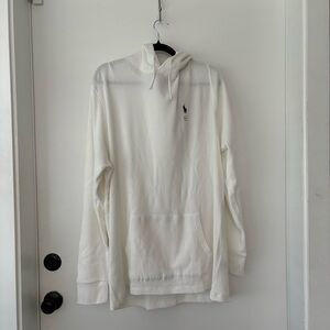 Polo white  waffle long sleeve shirt with hood